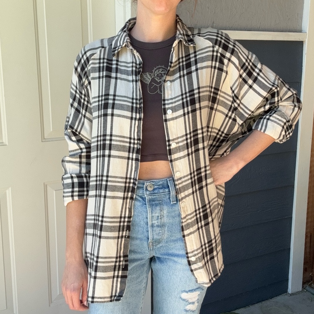 ASOS 100% Cotton Oversized Lightweight Plaid Shirt